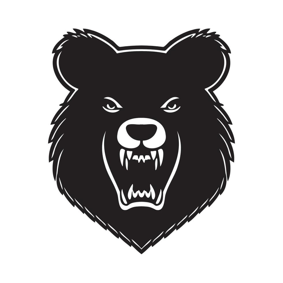 Björn huvud svart och vit vektor ikon.