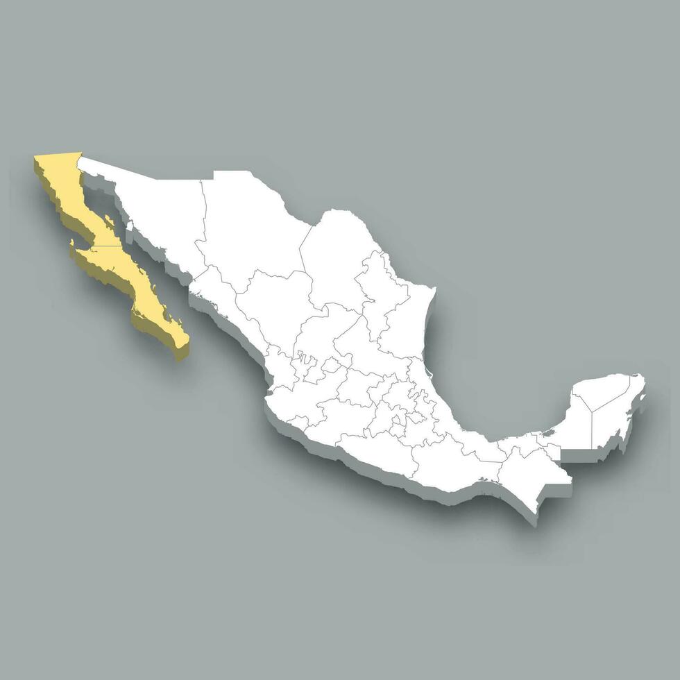 Baja Kalifornien Region Ort innerhalb Mexiko Karte vektor
