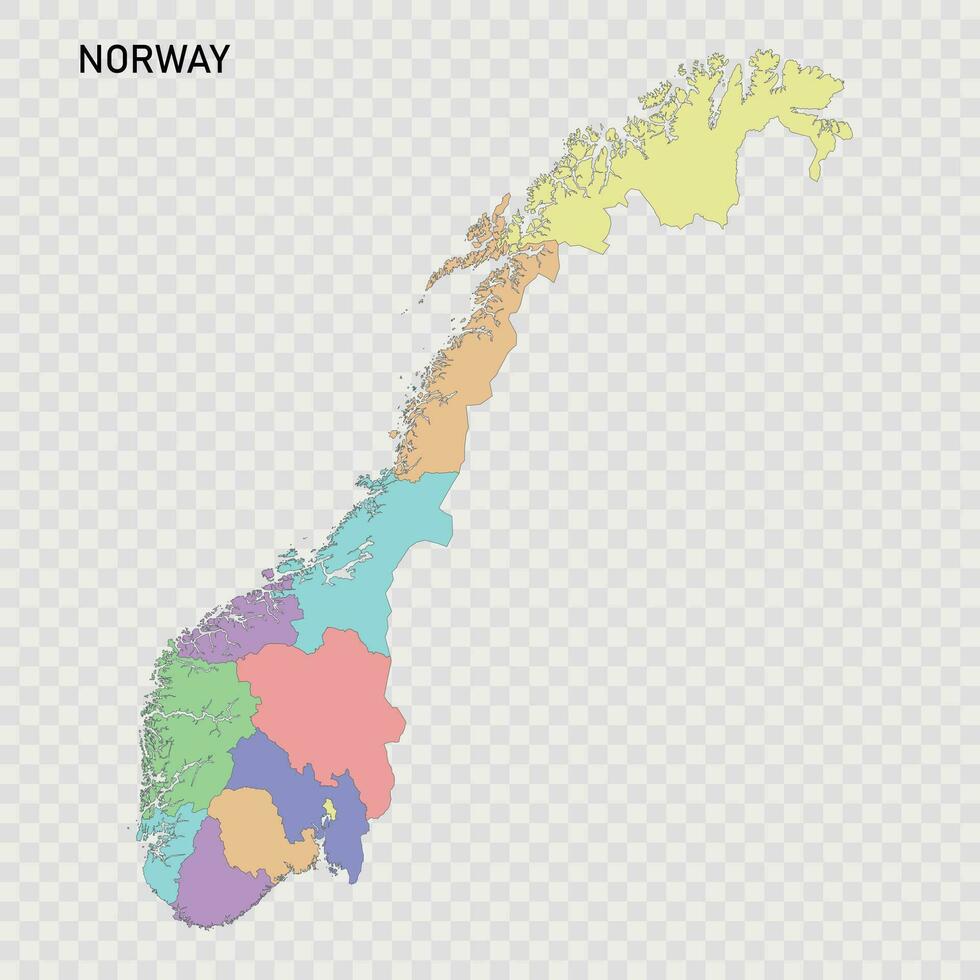 isoliert farbig Karte von Norwegen vektor