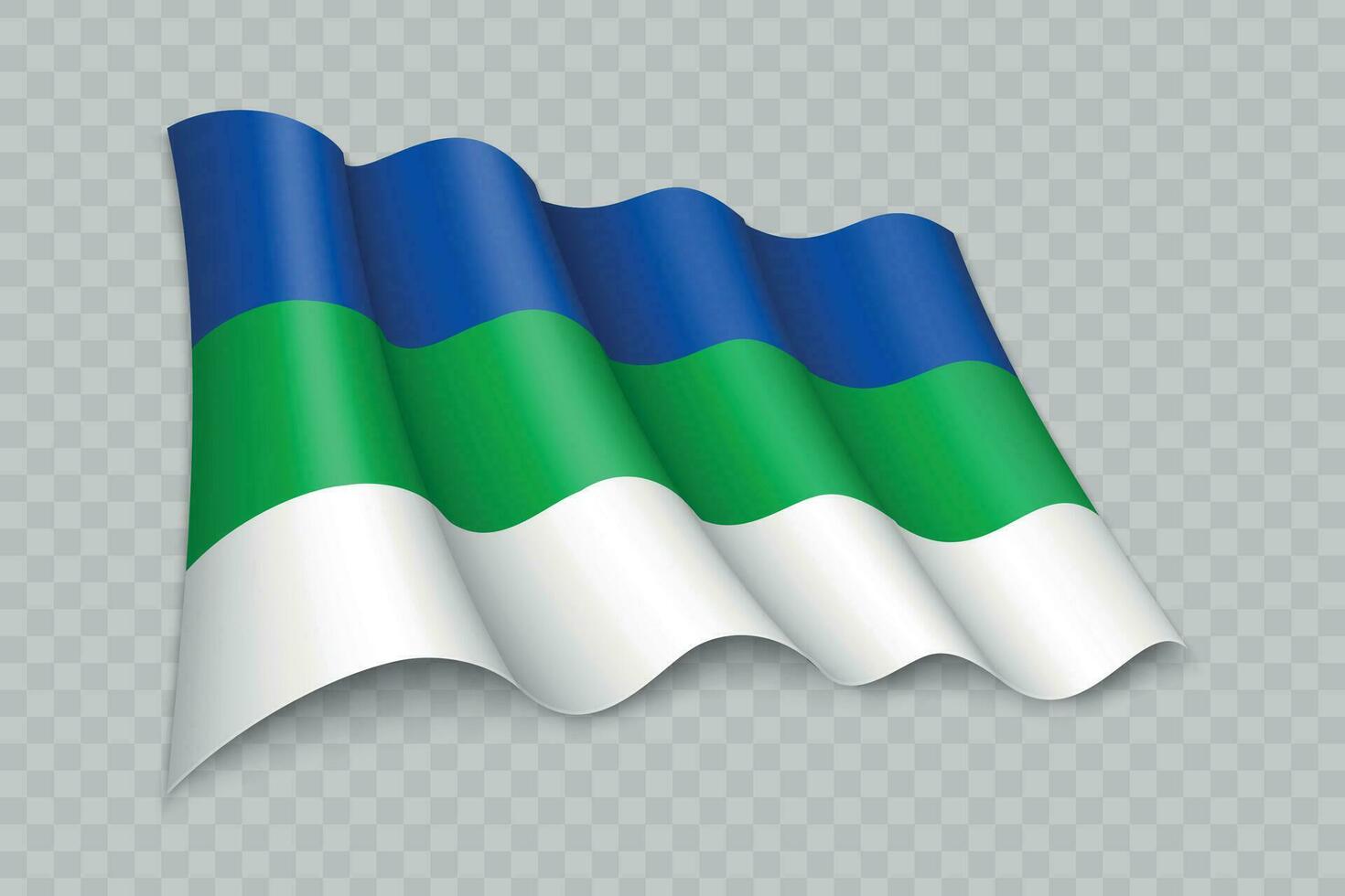 3d realistisch winken Flagge von komi ist ein Region von Russland vektor