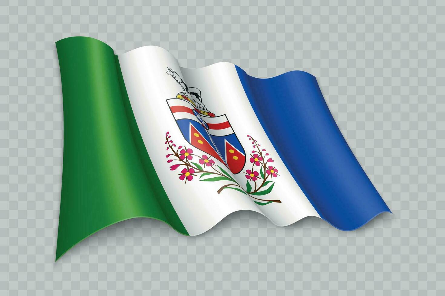 3d realistisch winken Flagge von Yukon ist ein Zustand von Kanada vektor