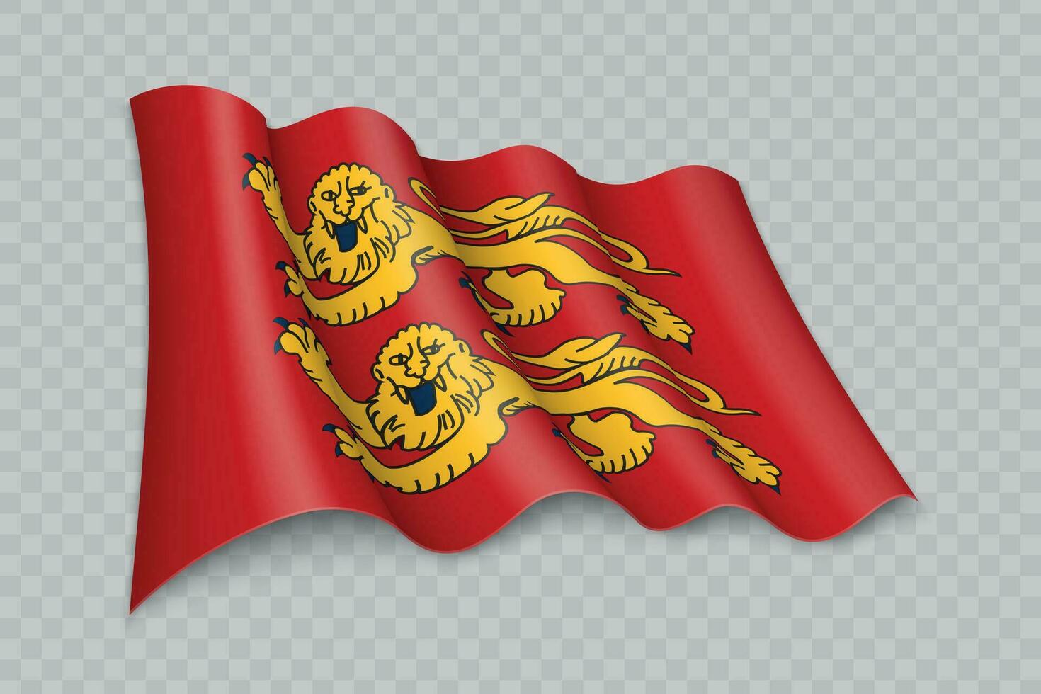 3d realistisch winken Flagge von Normandie ist ein Region von Frankreich vektor