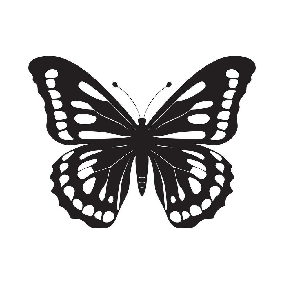 Silhouette von Schmetterling. einfarbig Vektor Illustration