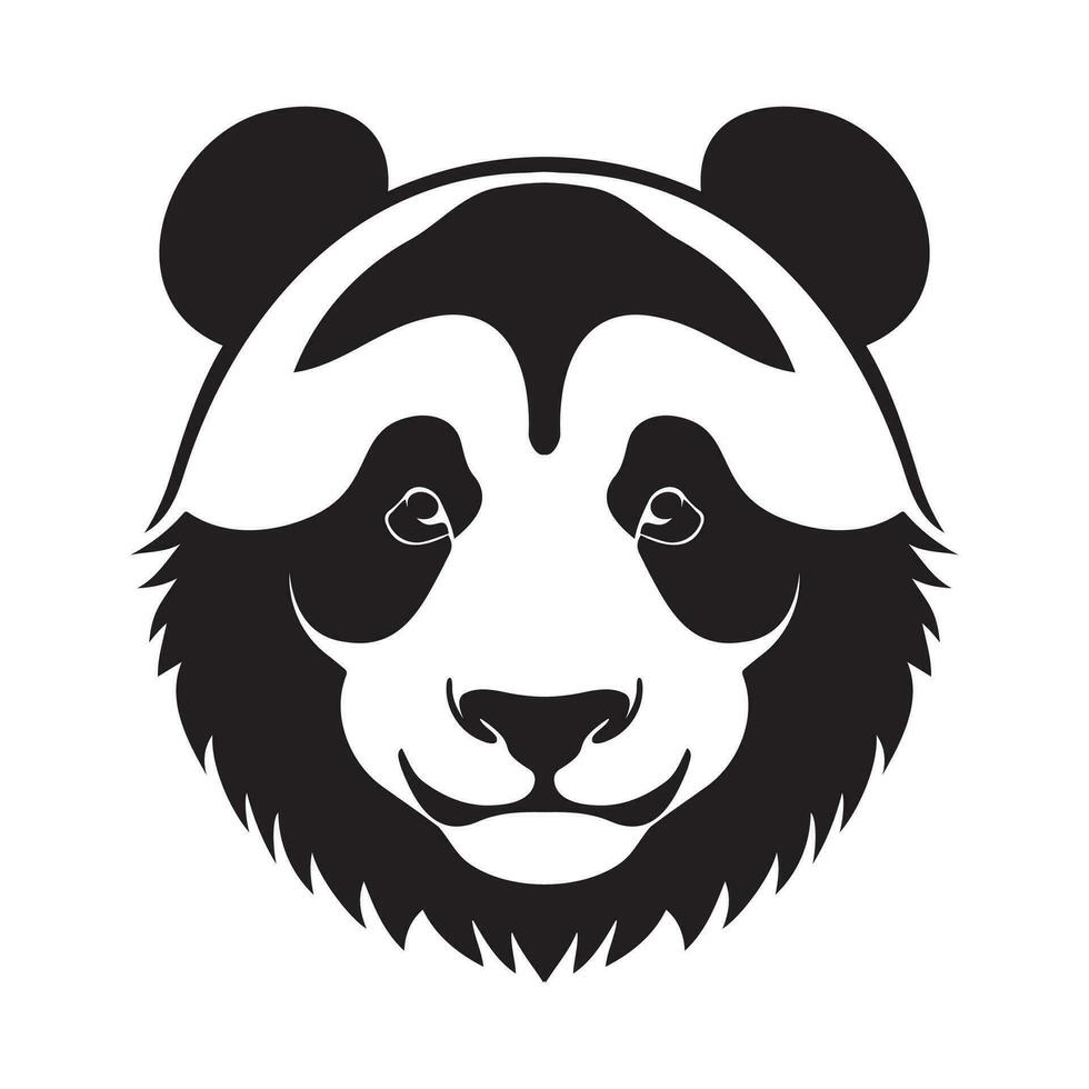 panda huvud svart och vit vektor ikon