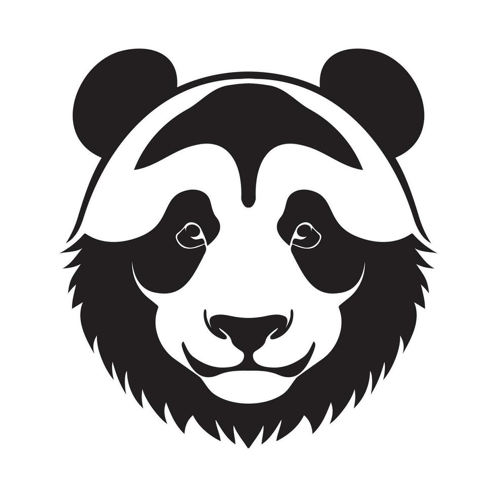 Panda Kopf schwarz und Weiß Vektor Symbol