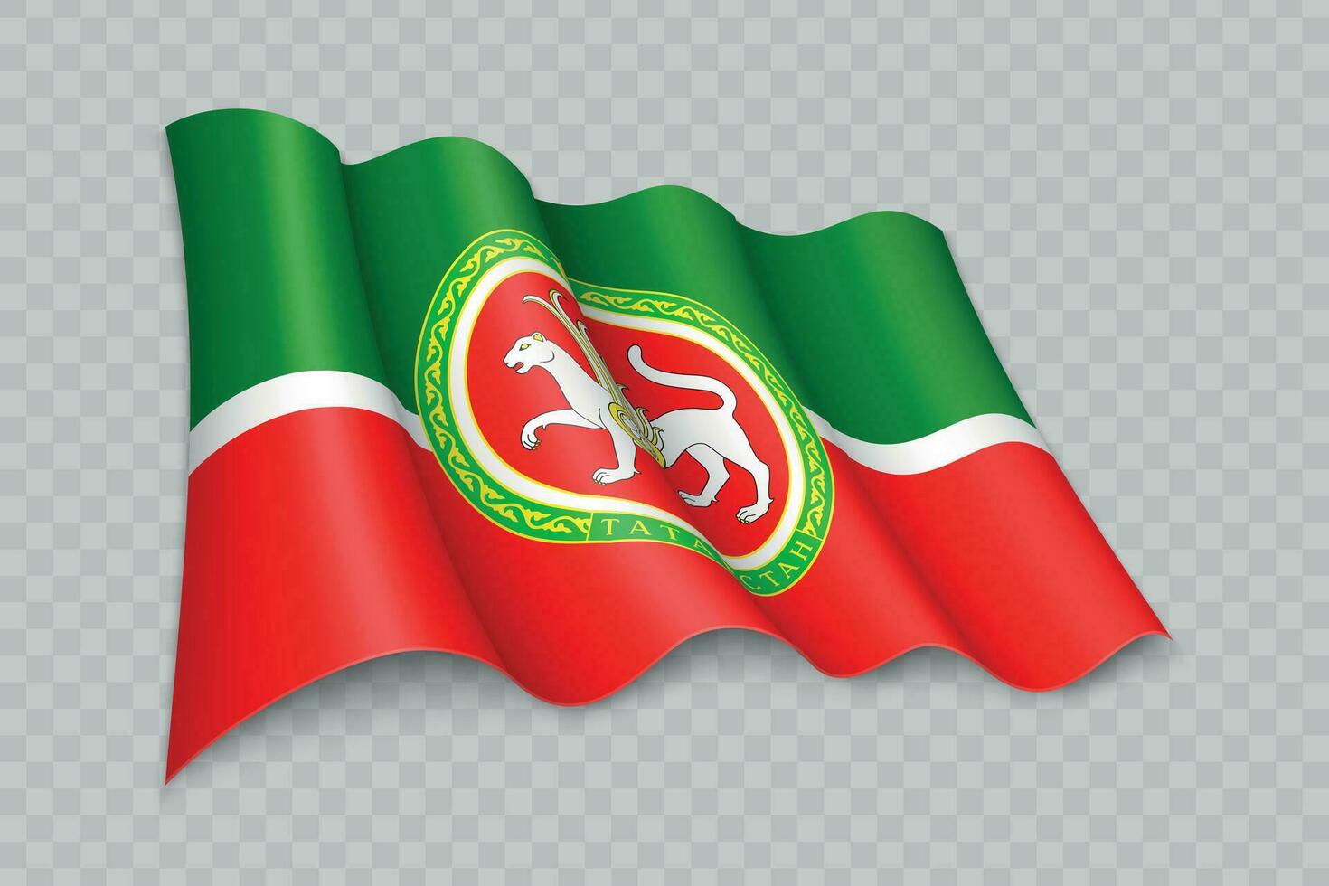 3d realistisk vinka flagga av tatarstan är en område av ryssland vektor