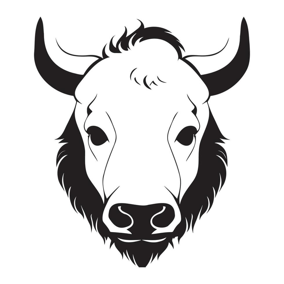 Stier Kopf schwarz und Weiß Vektor Symbol.