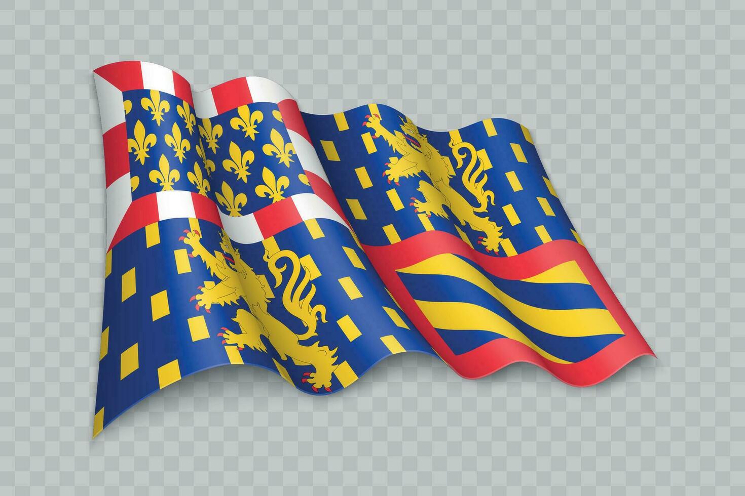 3d realistisk vinka flagga av bourgogne-franche-comte är en område av Frankrike vektor