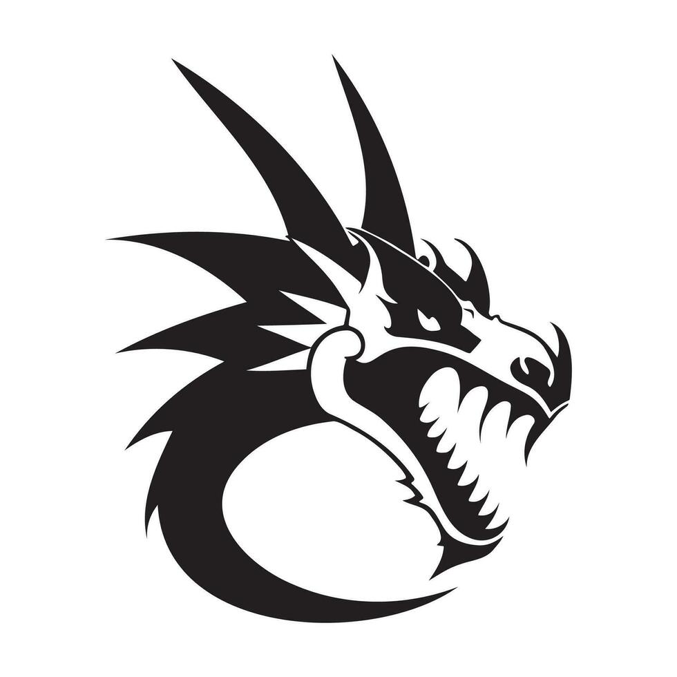 Drachen Kopf schwarz und Weiß Vektor Symbol