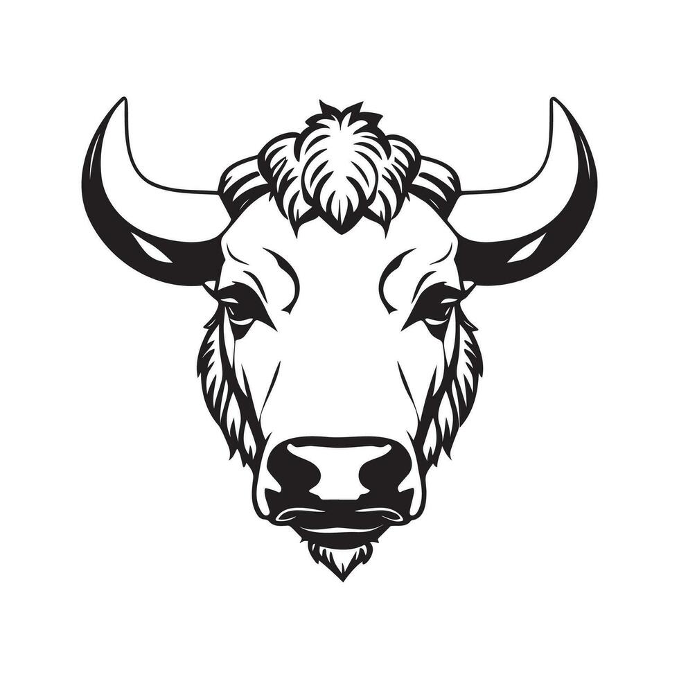 Stier Kopf schwarz und Weiß Vektor Symbol.