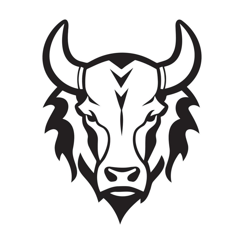 Stier Kopf schwarz und Weiß Vektor Symbol.