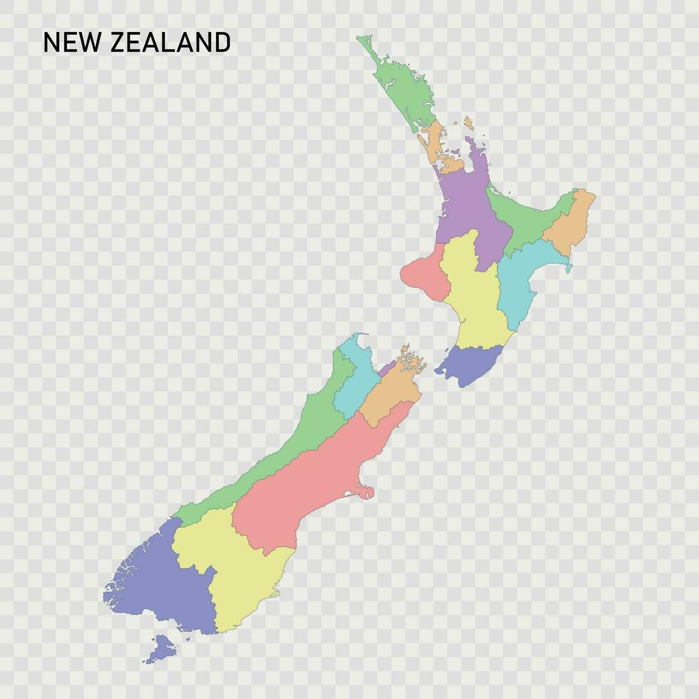 isoliert farbig Karte von Neu Neuseeland mit Grenzen vektor