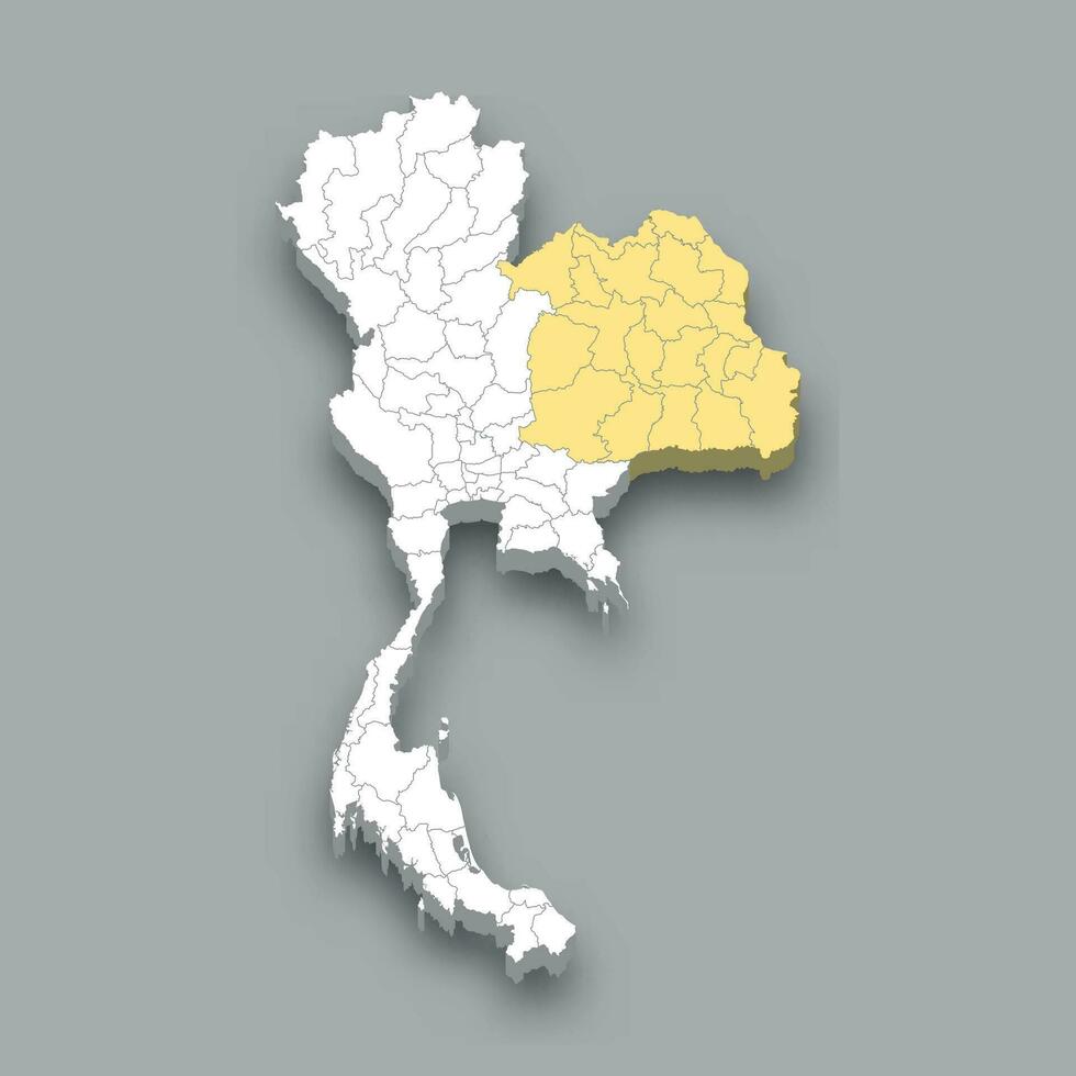 nordöstlich Region Ort innerhalb Thailand Karte vektor