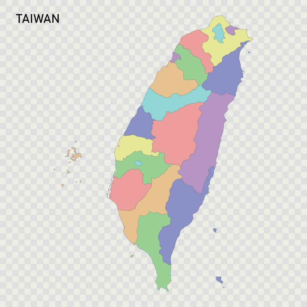 isolerat färgad Karta av taiwan vektor