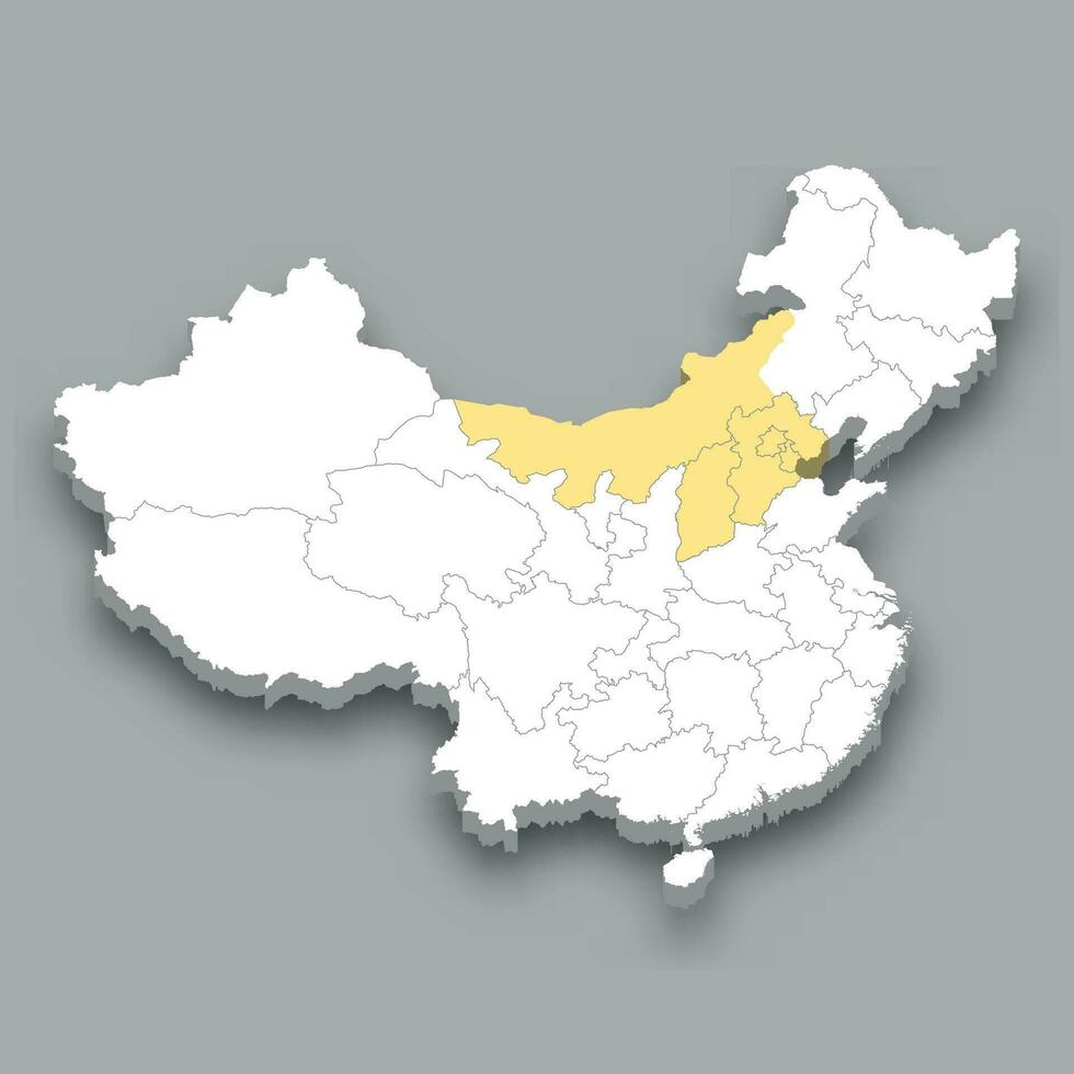 Norden Region Ort innerhalb China Karte vektor