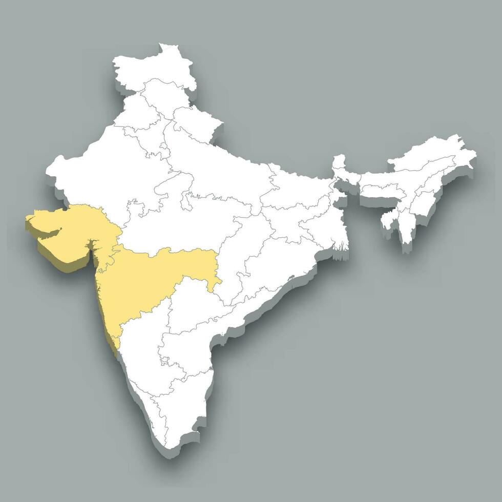 Western Zone Ort innerhalb Indien Karte vektor