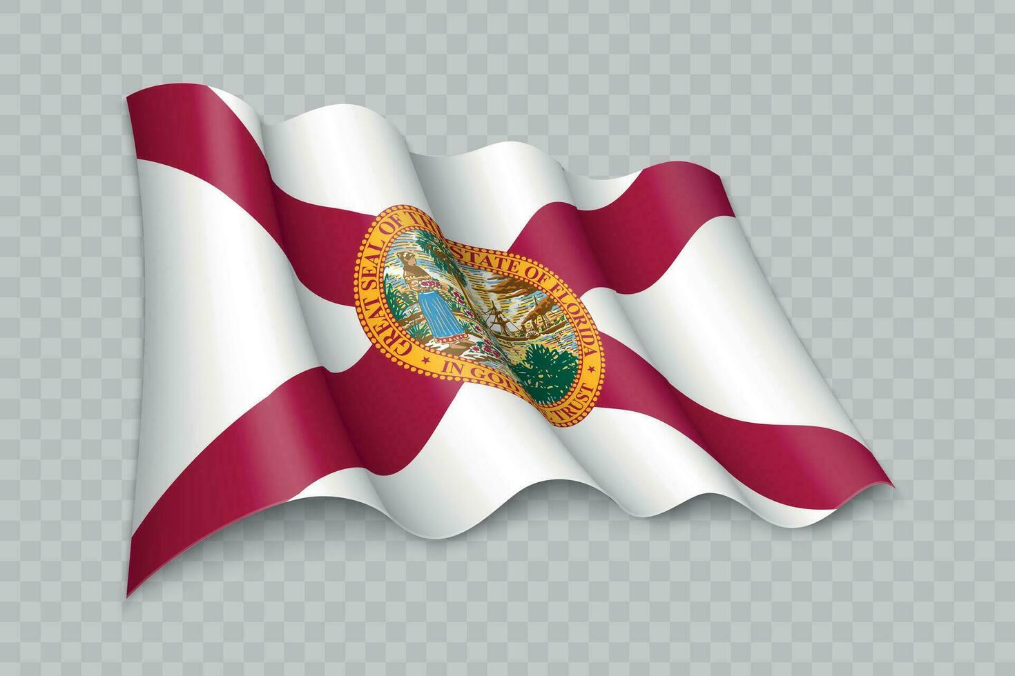 3d realistisch winken Flagge von Florida ist ein Zustand von vereinigt Zustände vektor