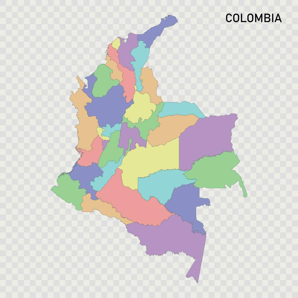 isolerat färgad Karta av colombia med gränser vektor