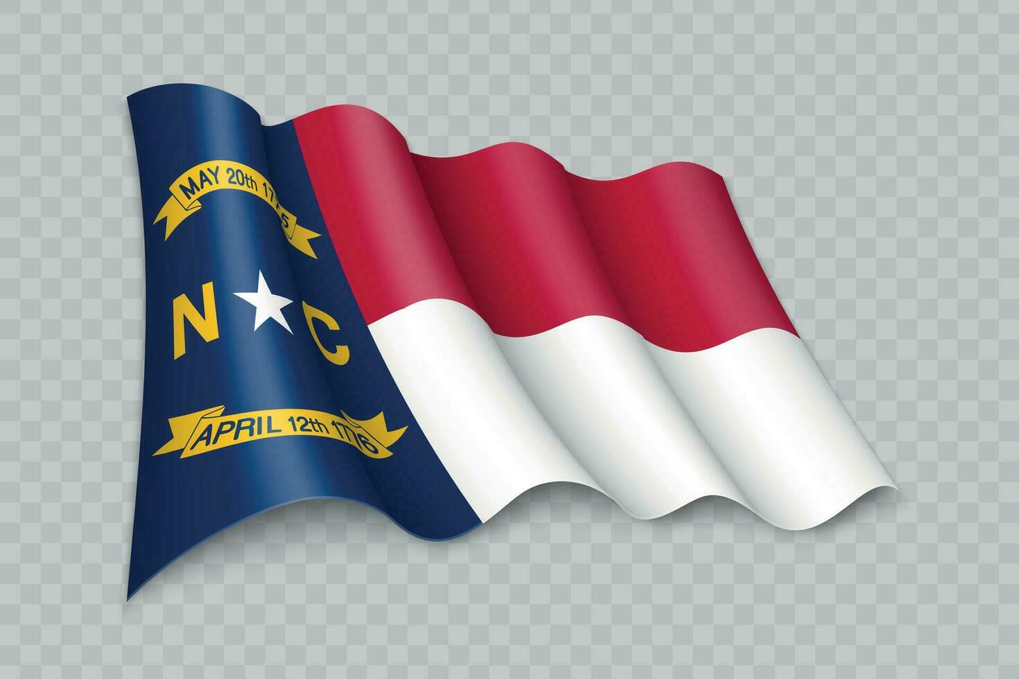 3d realistisk vinka flagga av norr Carolina är en stat av förenad stater vektor