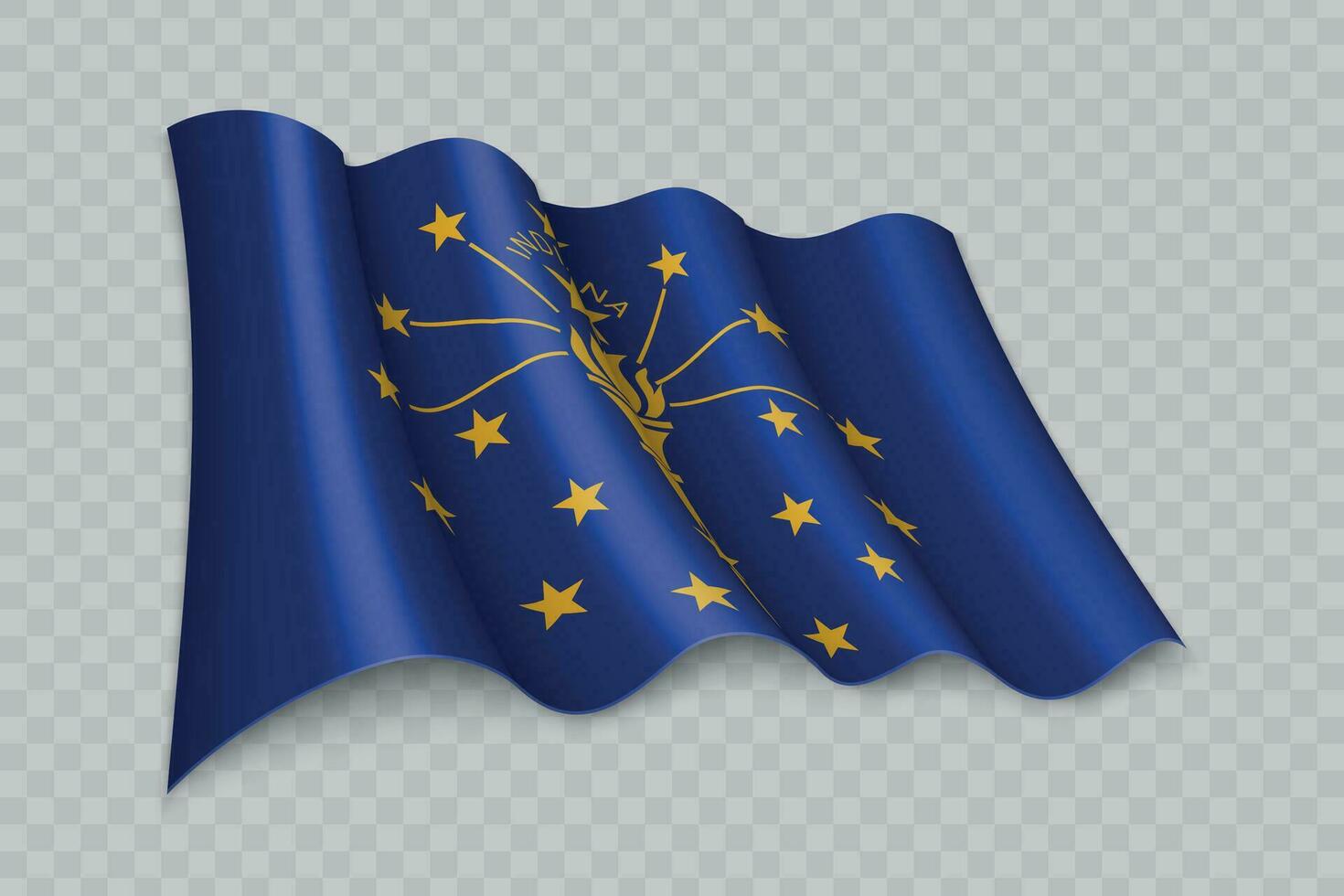 3d realistisch winken Flagge von Indiana ist ein Zustand von vereinigt Zustände vektor