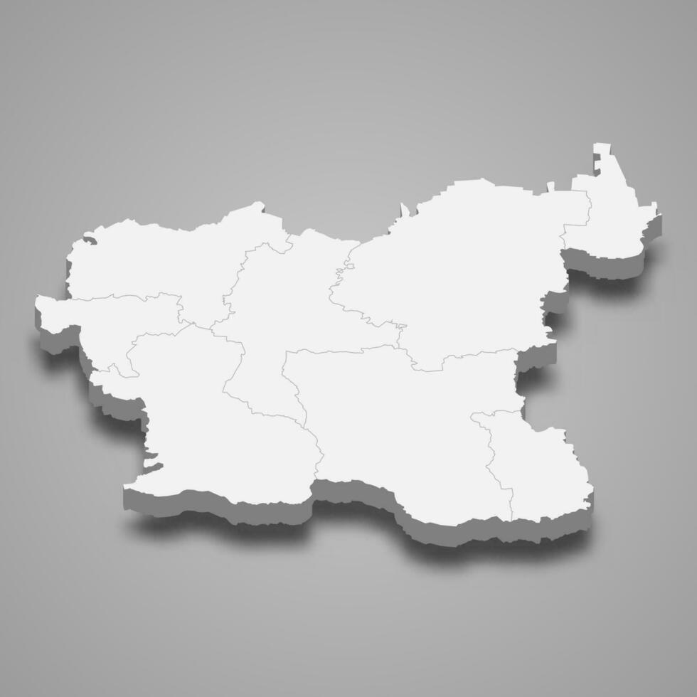 3d isometrisch Karte von Liebeskummer ist ein Provinz von Bulgarien vektor