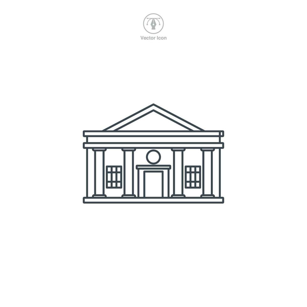Bank Symbol Vektor zeigt ein stilisiert finanziell Institution, symbolisieren Finanzen, Banken, Investition, Ersparnisse, und Geld Transaktionen