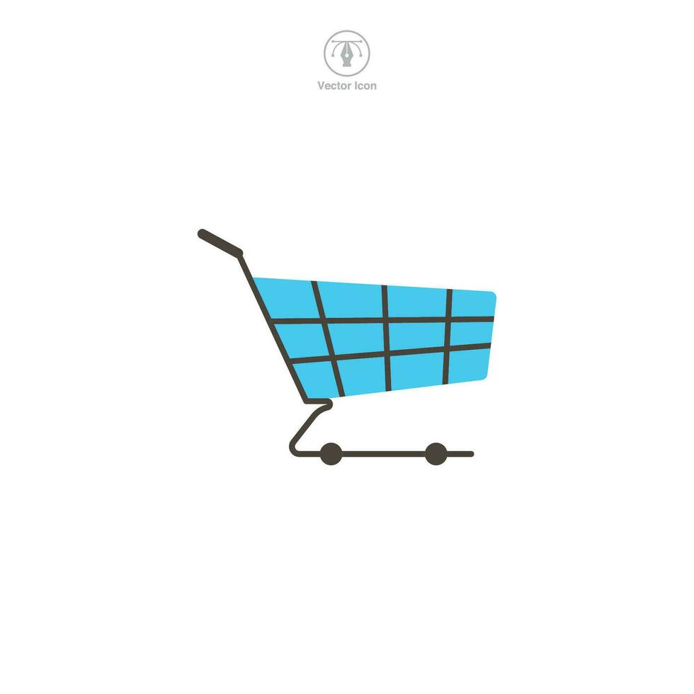 ein Vektor Illustration von ein Einkaufen Wagen Symbol, Darstellen Handel, Einzelhandel, oder online Einkaufen. perfekt zum E-Commerce Plattformen, kaufen, oder Auschecken Symbole