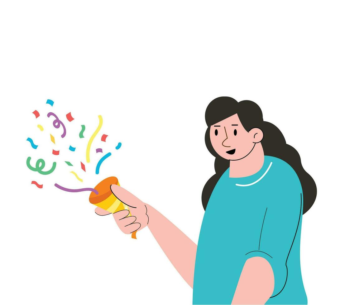 människor innehav konfetti poppare. fest ikon vektor illustration