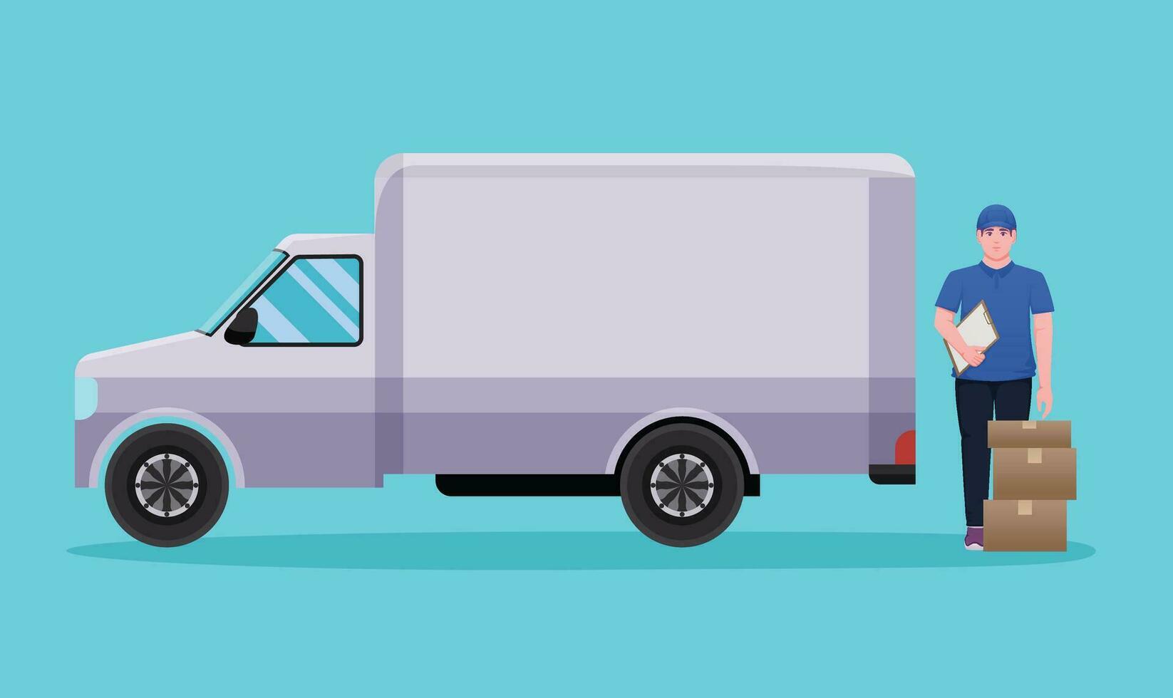 leverans service med leverans lastbil vektor illustration