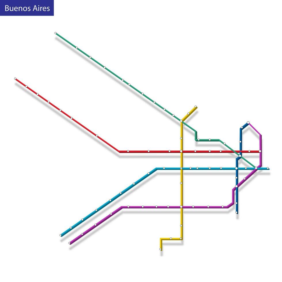 3d isometrisk Karta av de buenos sänds metro tunnelbana vektor