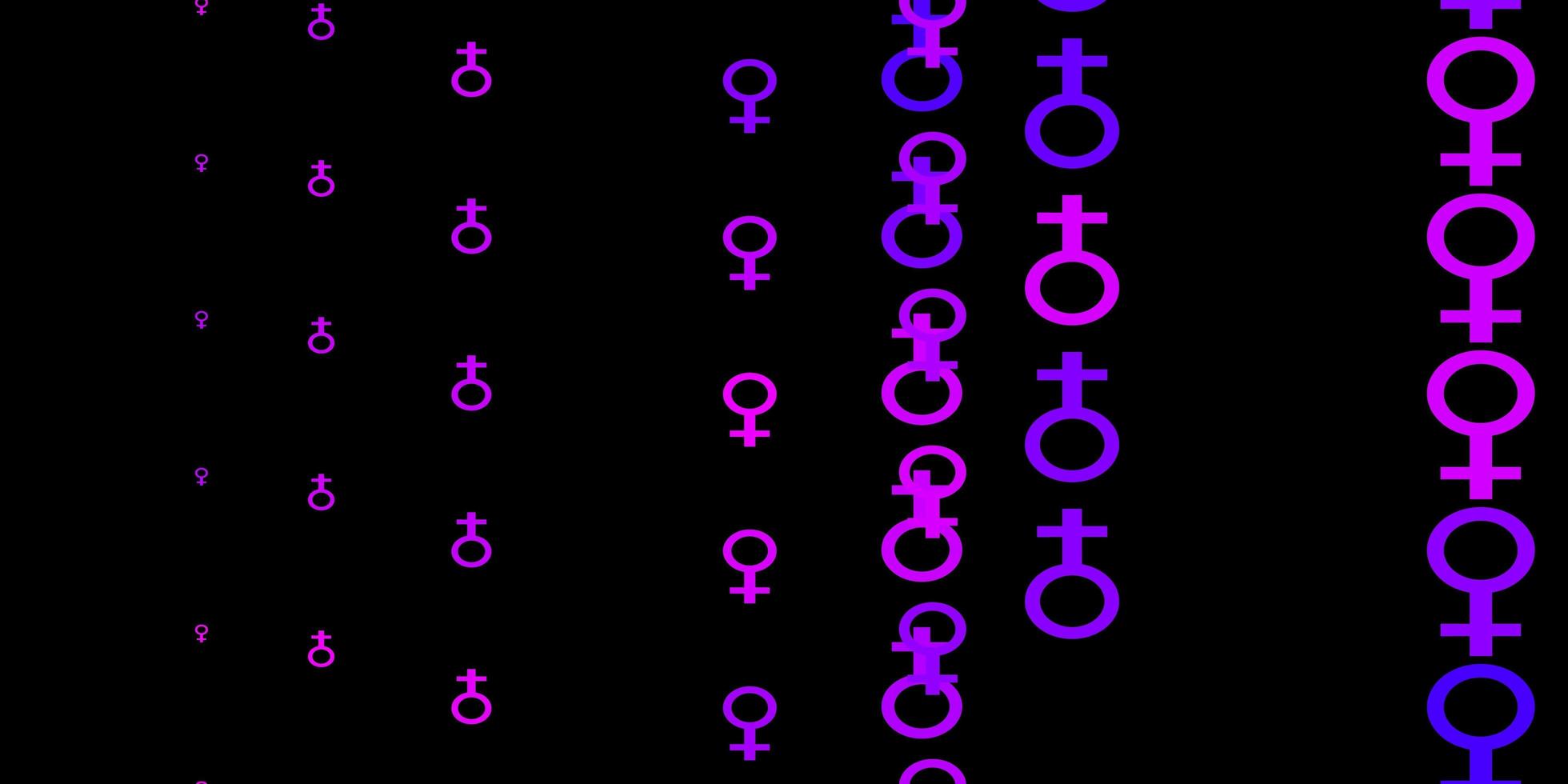 mörk lila rosa vektor mönster med feminism element