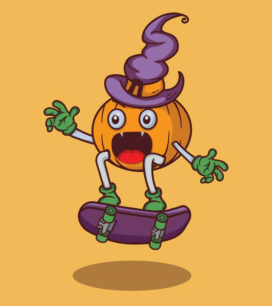 Vektor Halloween hektisch Skateboarding mit süß Charakter Illustration