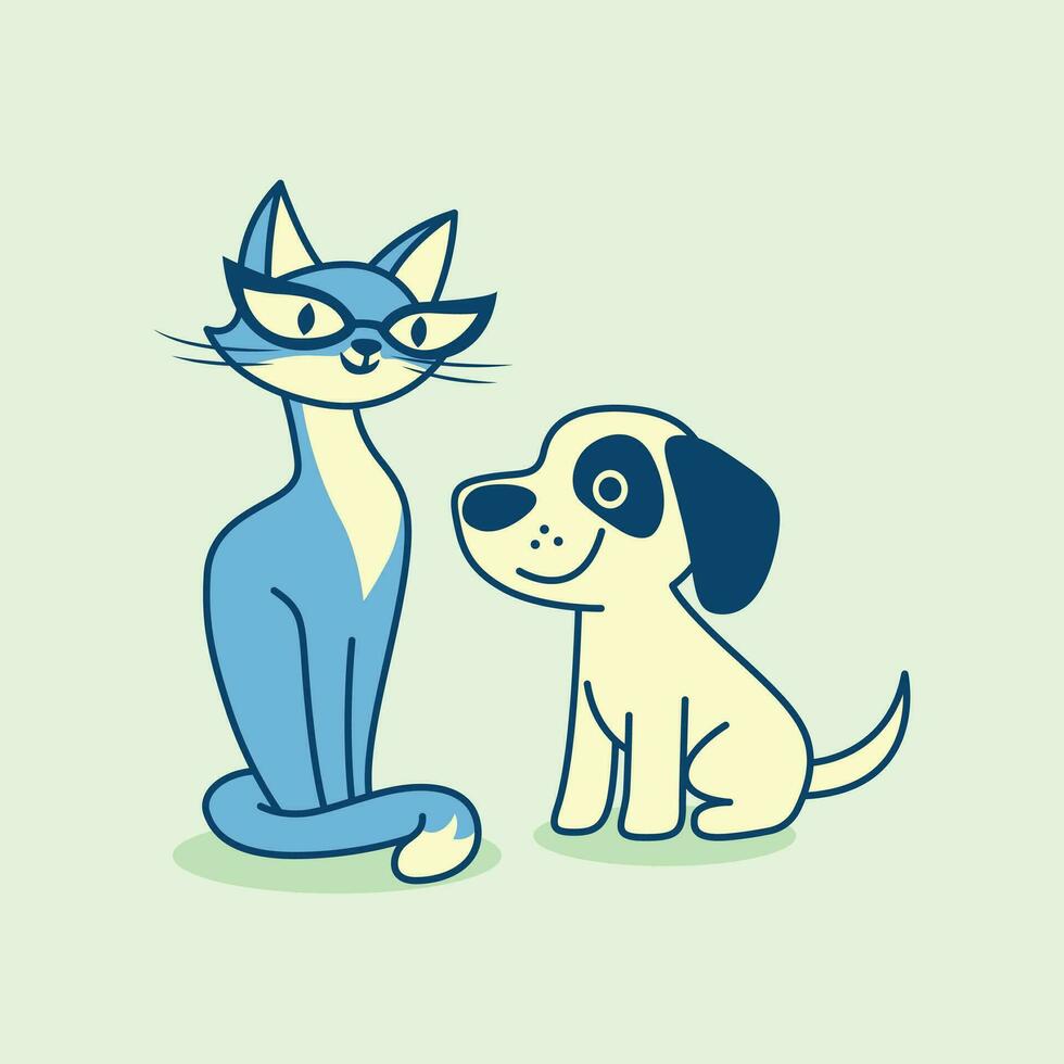 Katze und Hund Maskottchen Design vektor