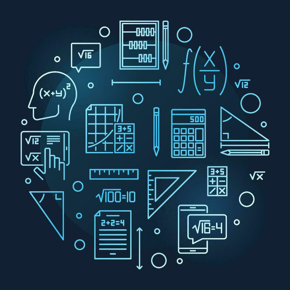 algebra och matematik begrepp översikt cirkulär blå baner. vektor modern illustration