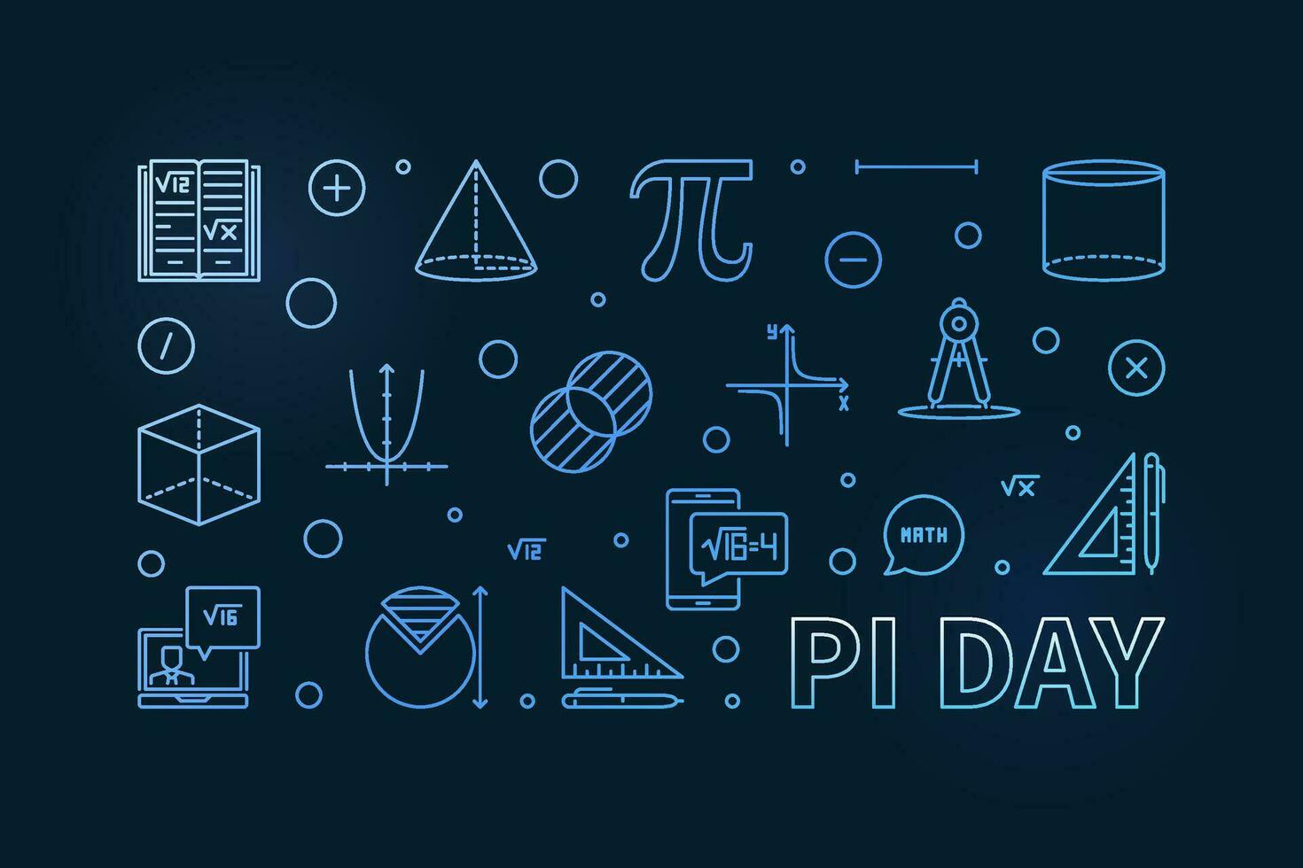 pi dag matematisk konstant begrepp vektor översikt horisontell blå baner - matematik illustration