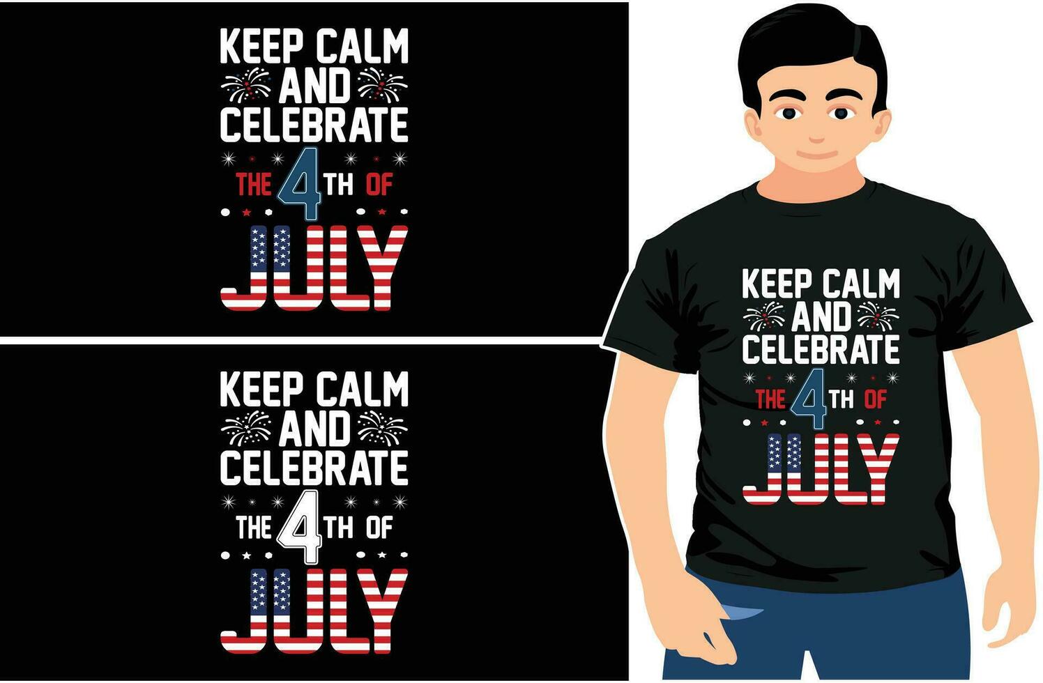 Lycklig 4:e juli t-shirt design mall, 4:e av juli skjorta, Semester t-shirt design. vektor
