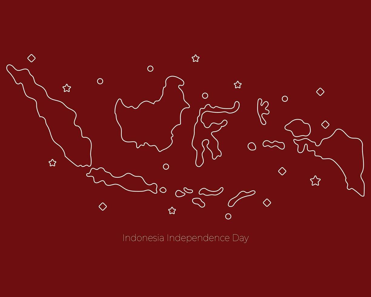 Indonesien Unabhängigkeit Tag Indonesien Karte Linie Kunst vektor