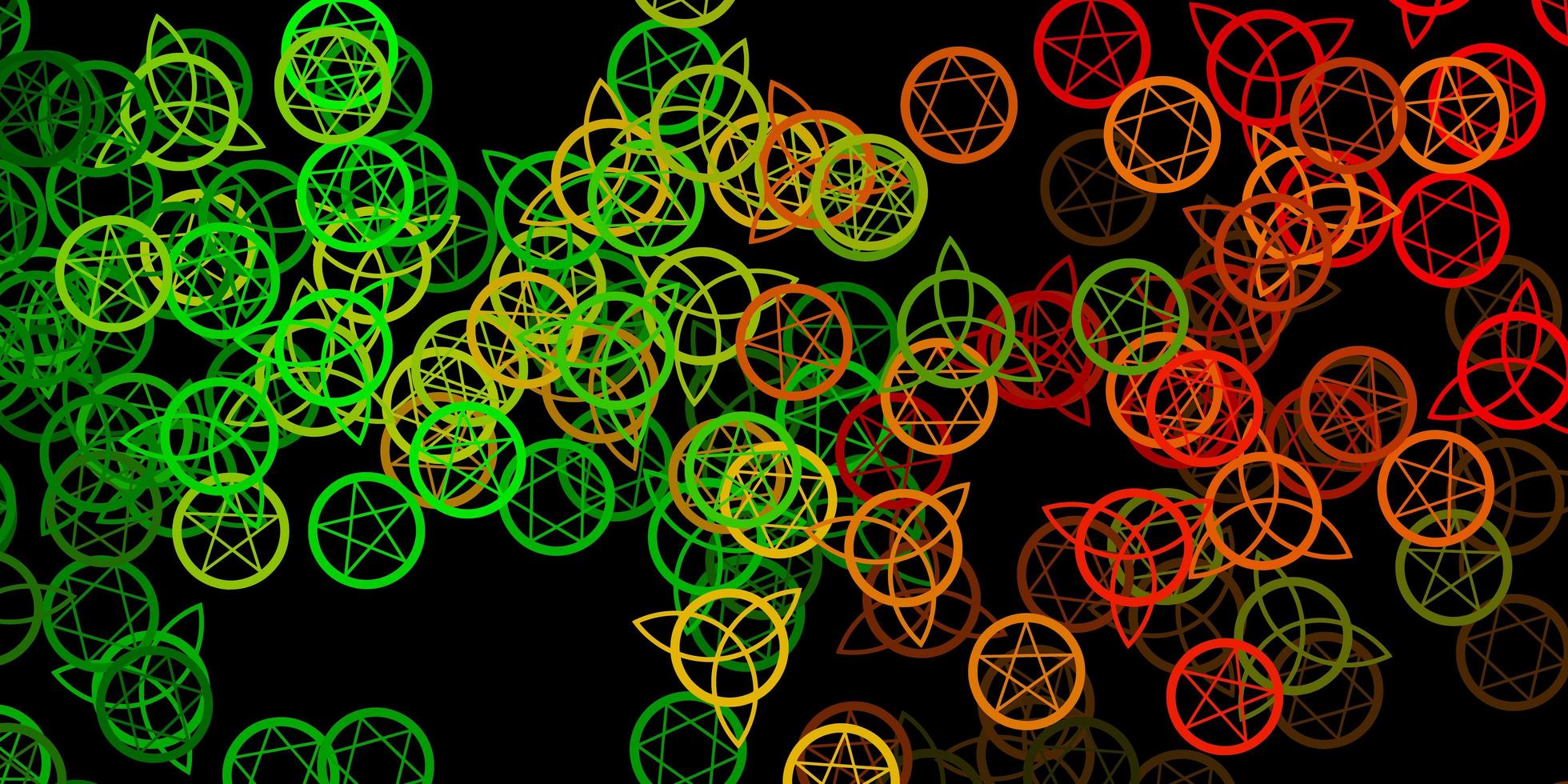 dunkelgrüner gelber Vektorhintergrund mit mysteriösen Symbolen vektor