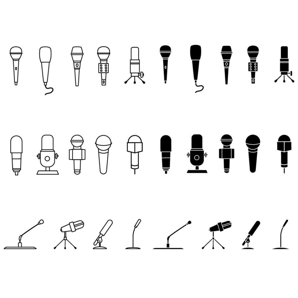 Mikrofon Symbol Vektor Satz. mic Illustration Zeichen Sammlung. Karaoke Symbol.