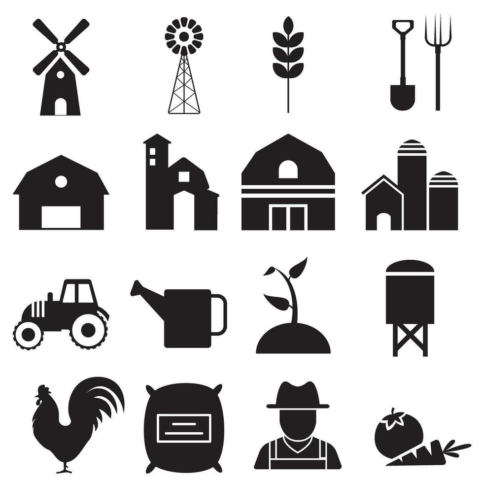 Bauernhof Vektor Symbol Satz. Ranch Illustration Zeichen Sammlung. Garten Symbol oder Logo.
