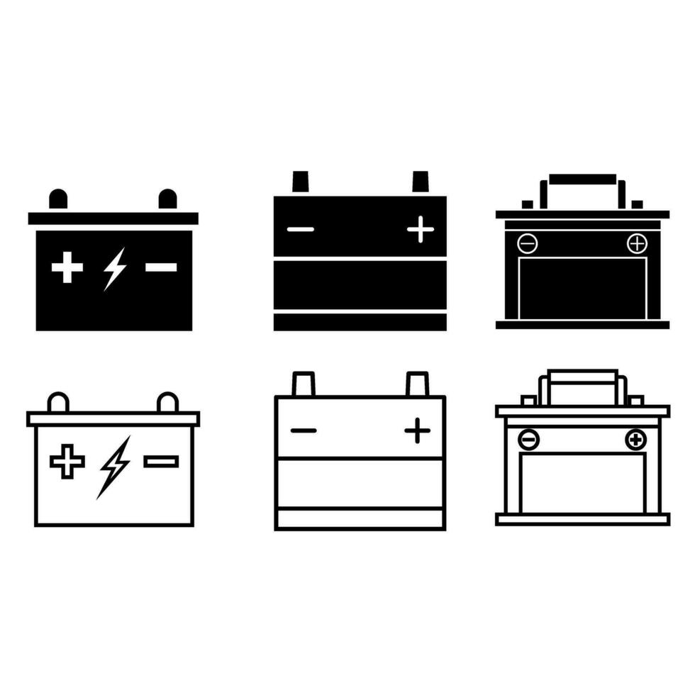 Auto Batterie Symbol Vektor Satz. Akkumulator Illustration Zeichen Sammlung. aufladen Symbol oder Logo.