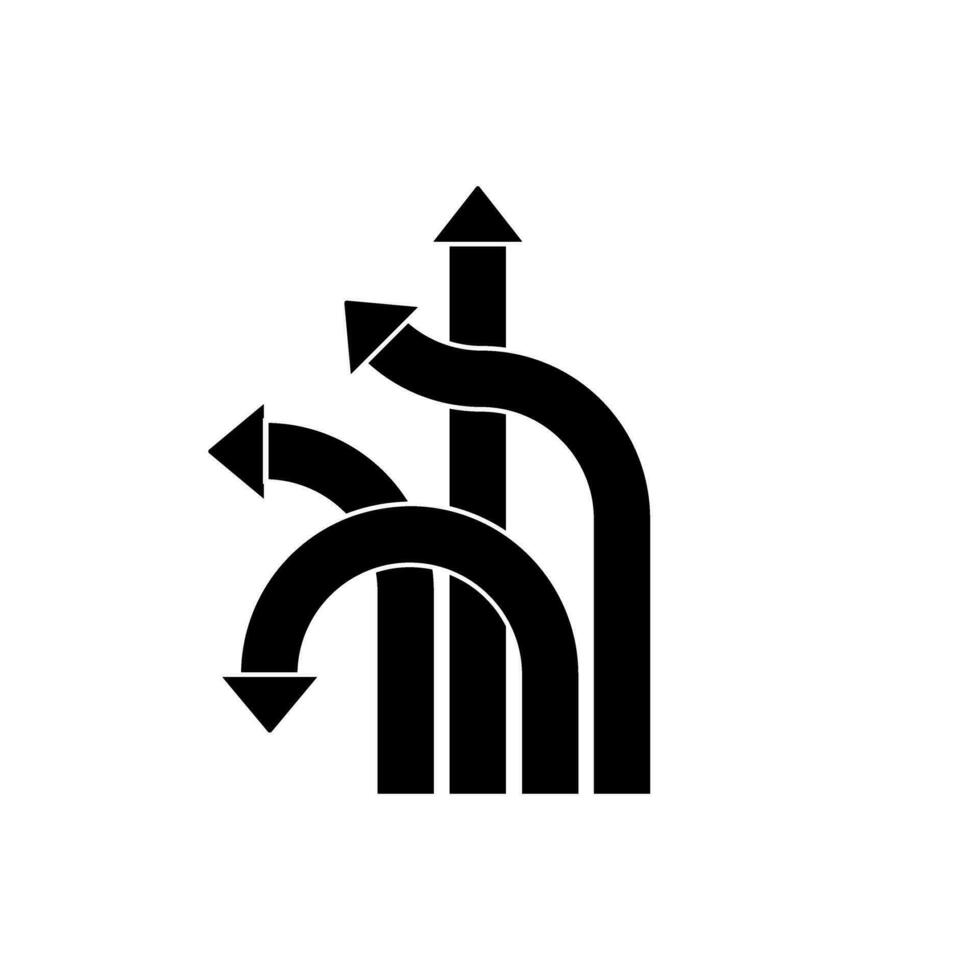 Weg Vektor Symbol. Pfeil Illustration unterzeichnen. Straße Gabel Symbol oder Logo.