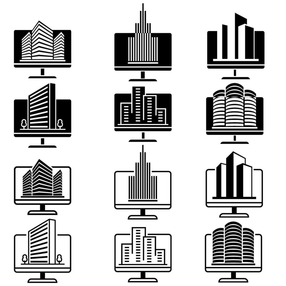 Architekt Symbol Vektor Satz. Design Illustration Zeichen Sammlung. Wolkenkratzer Symbol.