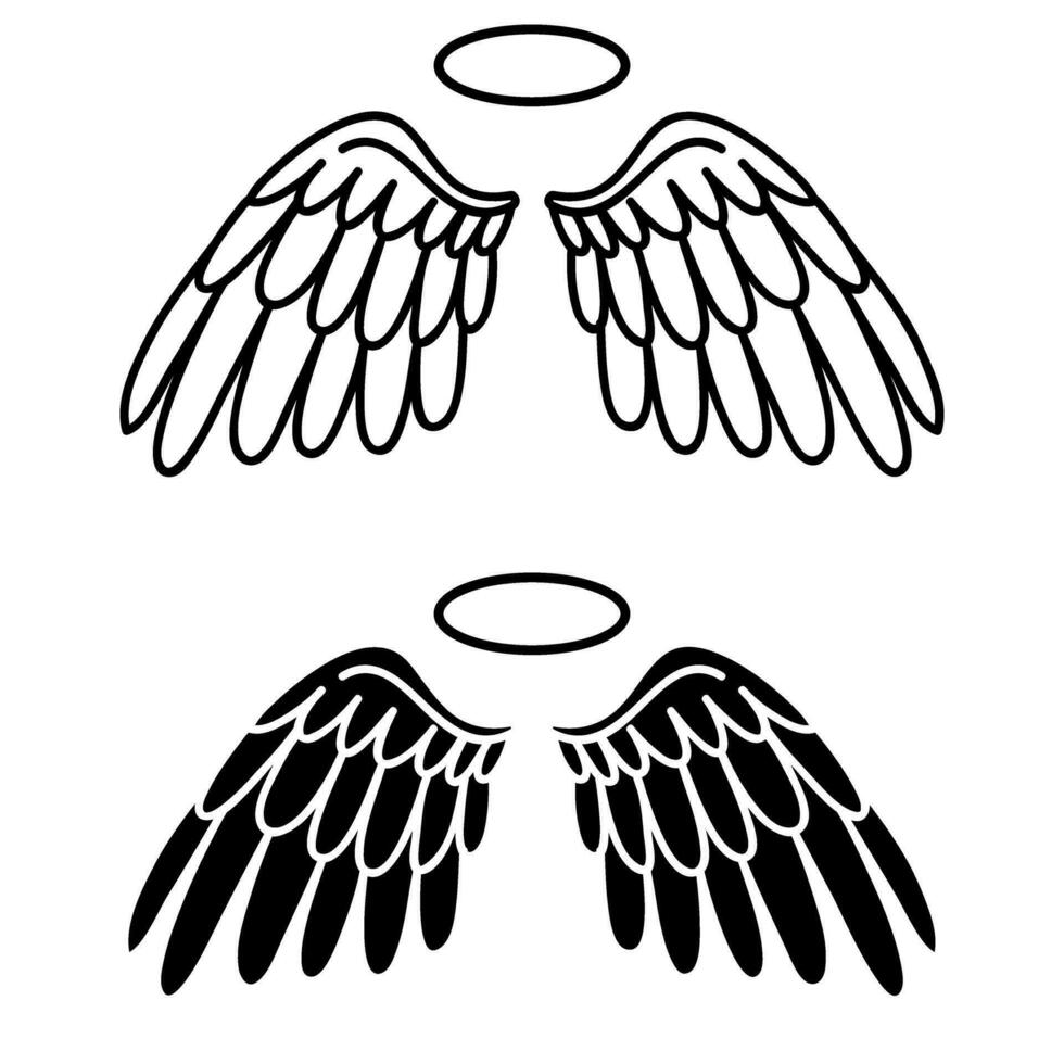 ängel vingar ikon vektor uppsättning. flyga illustration tecken samling. pilot symbol.