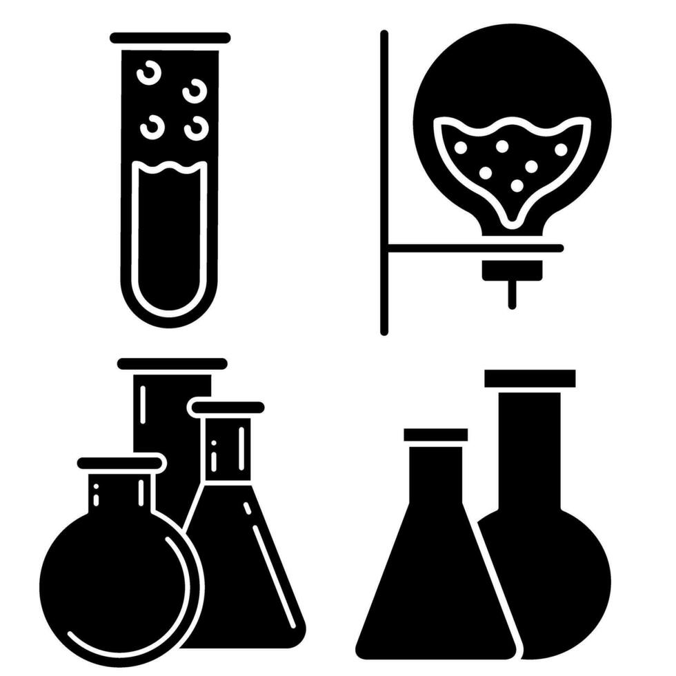 laboratorium ikon vektor uppsättning. analyser illustration tecken collectiob. testa rör symbol. kemi logotyp.