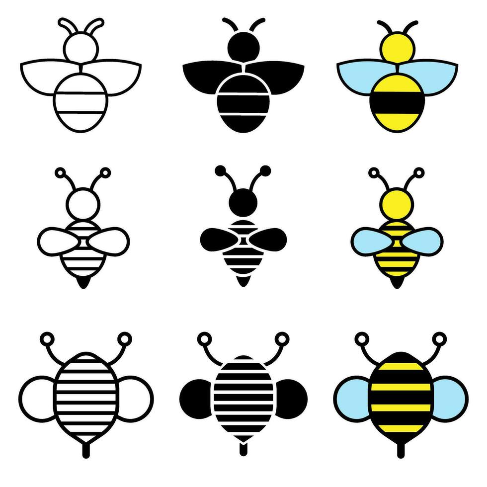 Biene Symbol Vektor Satz. Honig Illustration Zeichen Sammlung. Honigbiene Symbol.