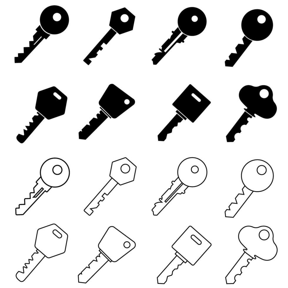 Schlüssel Symbol Vektor Satz. Zugriff Illustration Zeichen Sammlung. schließen Symbol.