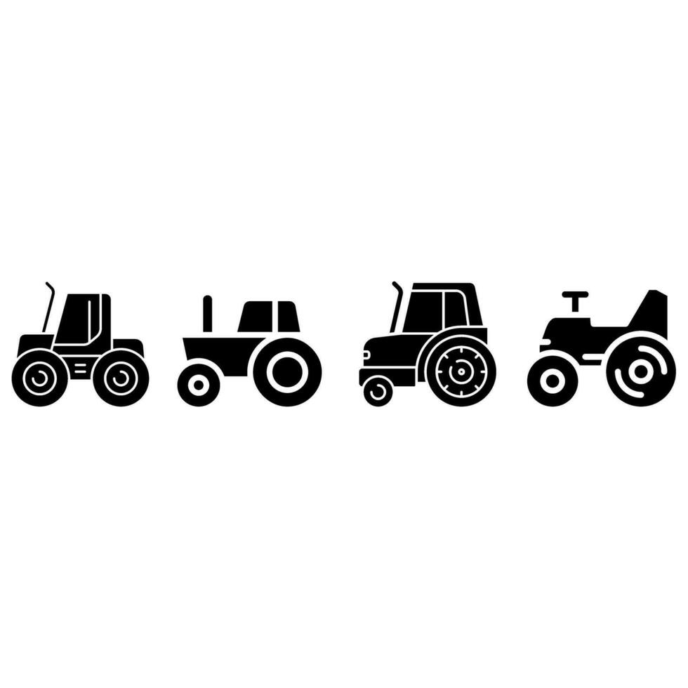 traktor ikon vektor uppsättning. lantbruk illustration tecken samling. fordon symbol.