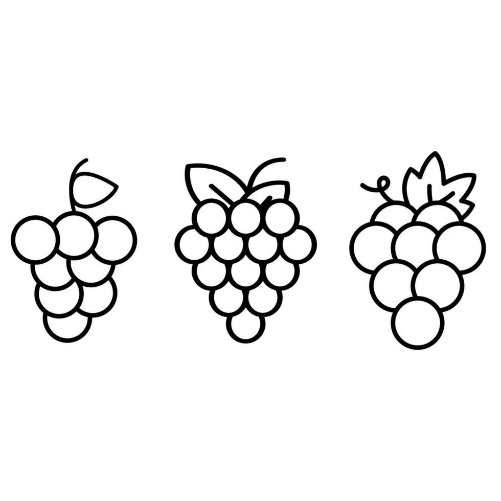 druva ikon vektor uppsättning. vin illustration tecken samling. vin framställning symbol. vingård logotyp.