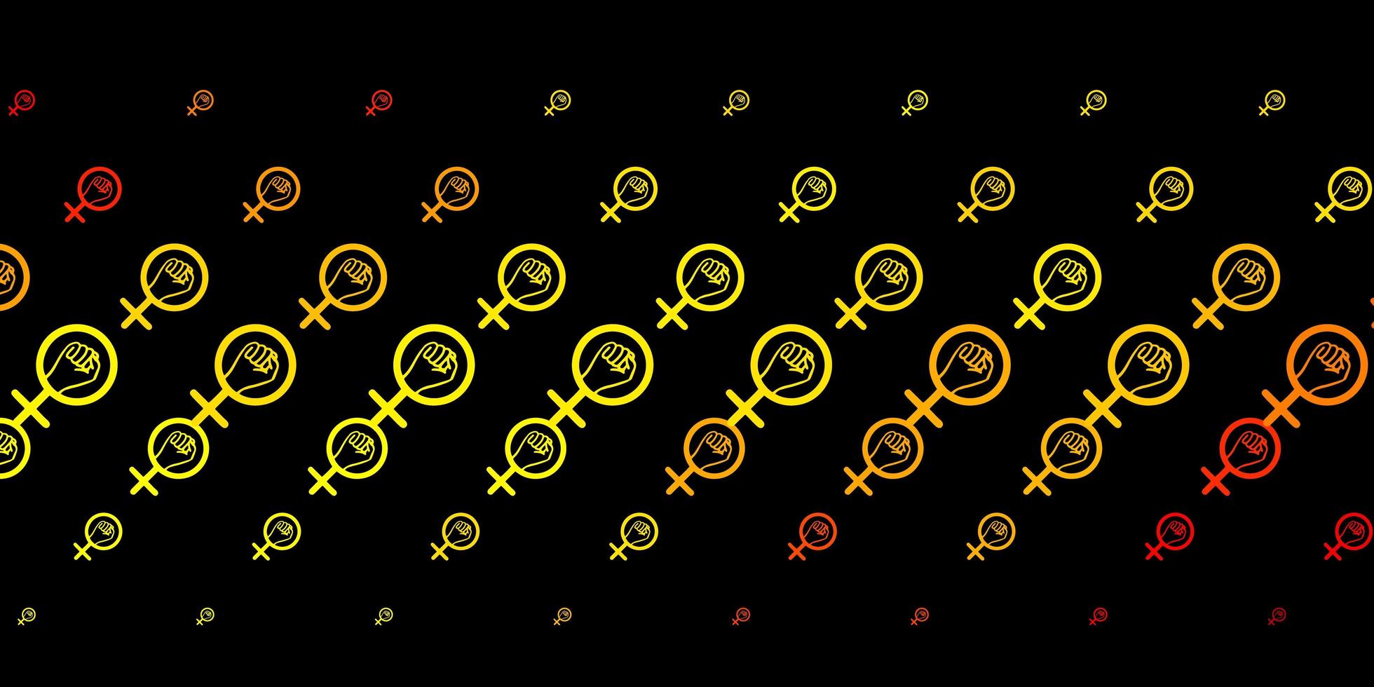 dunkelorange Vektortextur mit Symbolen für Frauenrechte vektor
